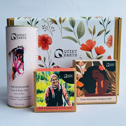 Rosewater, Pink Hibiscus Shampoo Bar & Red Sandalwood Soap Gift Set